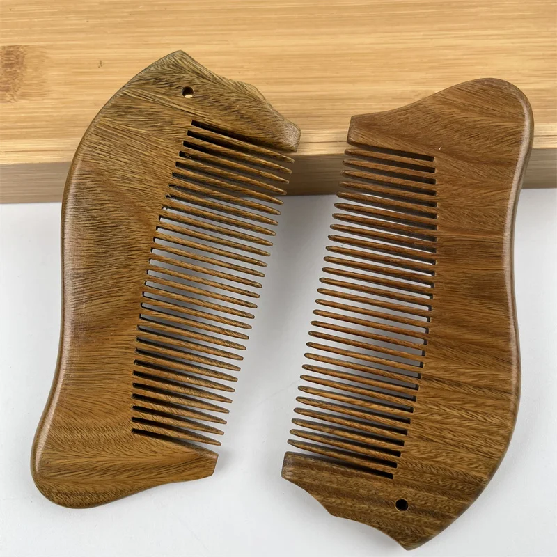 High Quality Generic Wooden Beard Hair Lice Wood Comb Handmade 100% Natural Green Sandalwood Fine Tooth Wooden Hair Comb
