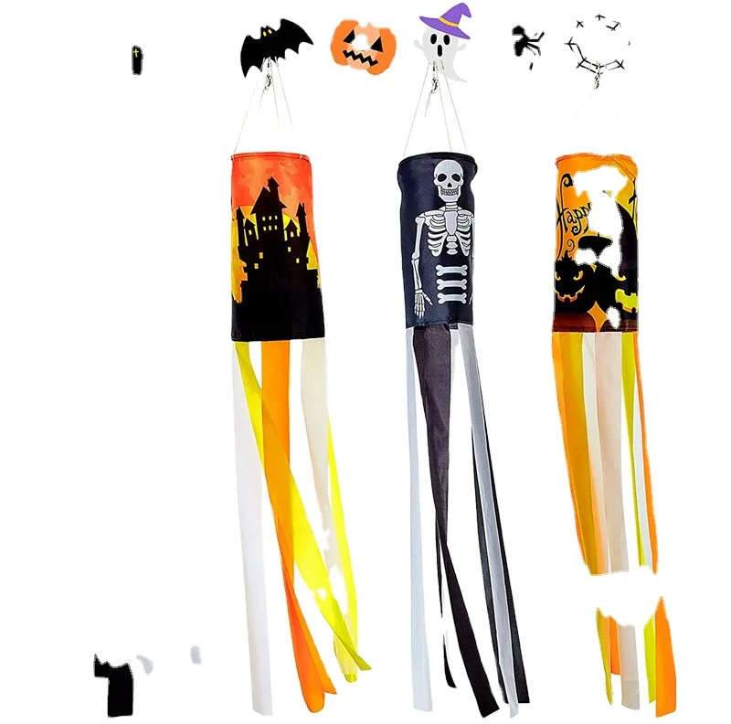 Halloween windpipe flag lawn courtyard weathervane pumpkin skeleton haunted house castle decoration