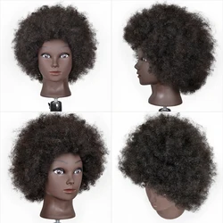 Голова-манекен с волосами афро-волос для бразильской практики, голова-манекен для тренировок по парикмахерам, голова-манекен для девочек, парики-манекены