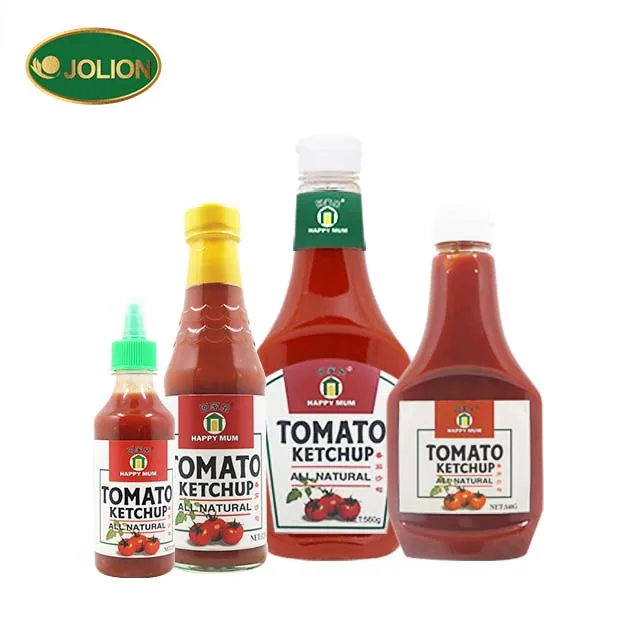 JOLION Chinese Factory Bulk 560g Plastic Squeeze Bottle Small Mini Sachet Pizza Tomato Ketchup Halal Tomato Sauce