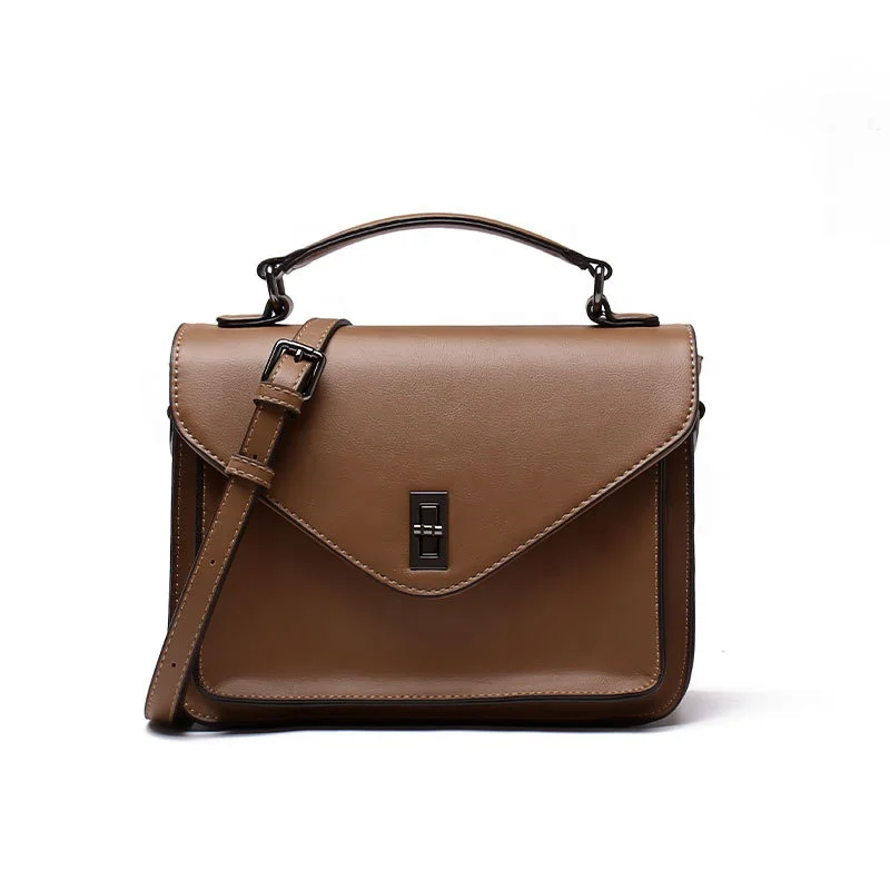 wholesale ladies leather PU square handbag purse shoulder handle tote bag for women