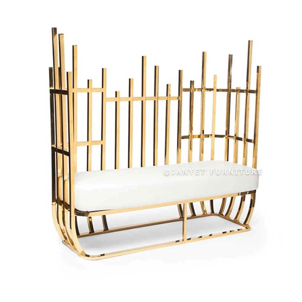 Luxury Gold Stainless Steel Bird Nest Loveseat Wedding Sofa for Bride and Groom