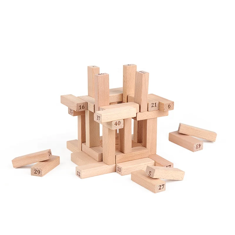 Wood Size Block Game Stacking Blocks Tumbling Tower Domino Game Children Building Blocks Set Educational Toy