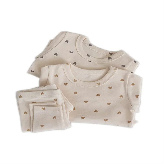 1Pcs Private Label Korea Style Autumn Baby Infant Boys Girls Clothes Long Sleeve Cotton Lovigng Heart Toddler Clothing Set