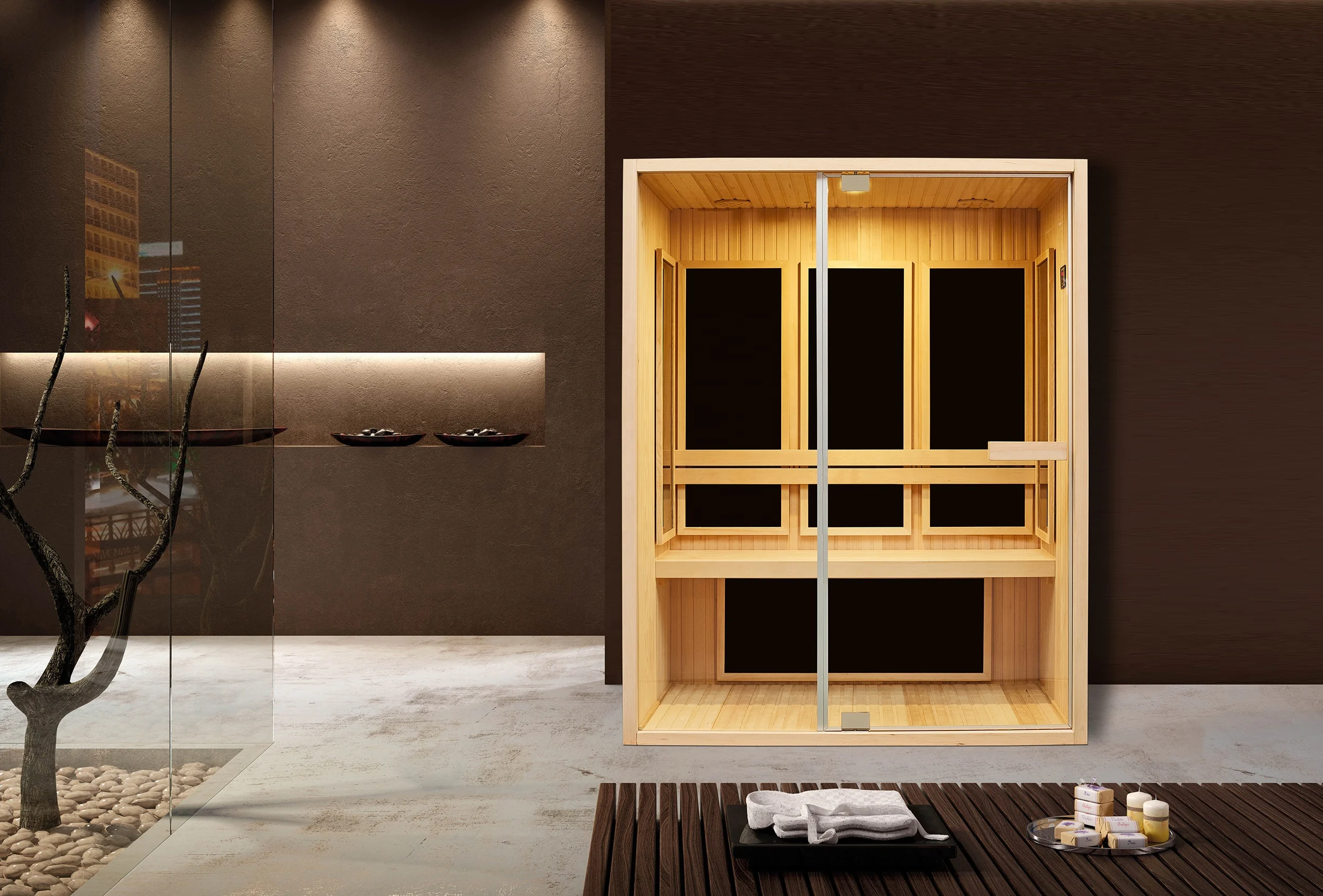 MEXDA Deluxe Home Use Solid Wood Cedar Sauna Steam Sauna House 3 Person Dry Infrared Sauna WS-1807(1500mm)