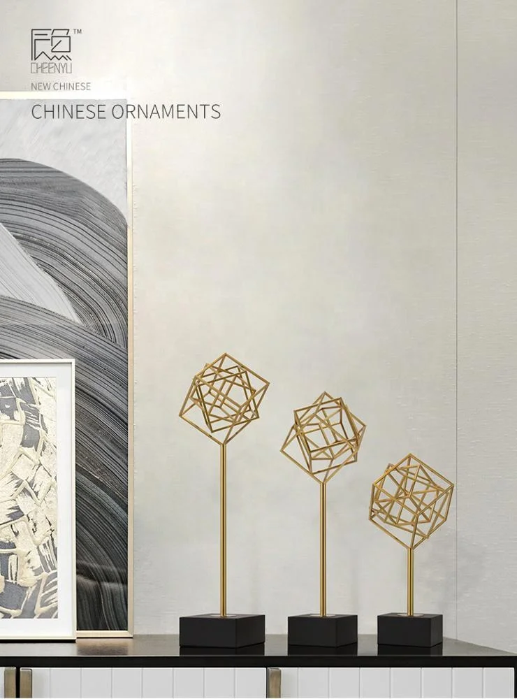 
Golden Metal Home Decoration with Marble Stand with 3 Size 