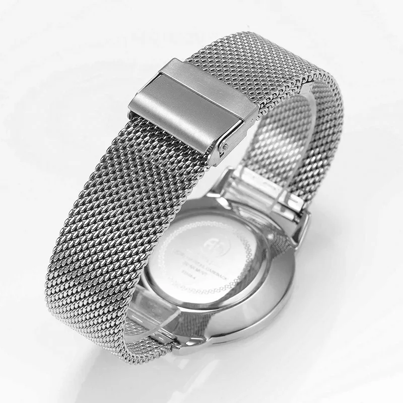 Big Dial Mesh Band Water Resistant Skeleton Automatic Mens Luxury Watches