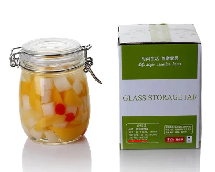 0.5L 0.75L 1L 2L 3L 4L hermetic glass bottle jars glass food container glass spice jar with clamp lid
