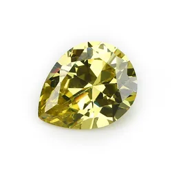 3A-5A water drop pear shape natural olive yellow diamond loose gem cubic zirconia gem wholesale