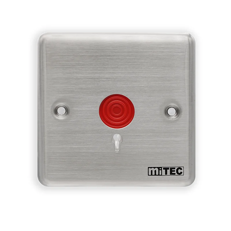 miTEC Quality Stainless Steel Key Reset Push Button Switch for Wired Alarm Emergency System Red Panic Button