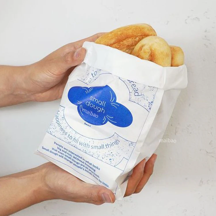 Recyclable bread cookie oil proof paper bag custom paper bag no handle lunch food burger sandwich takeaway paper bags for snacks