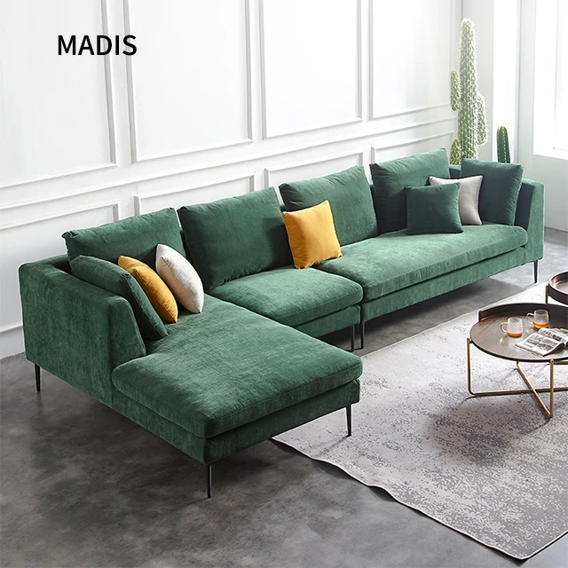 Simple Fresh Dark Green Fabric Sofa Living Room