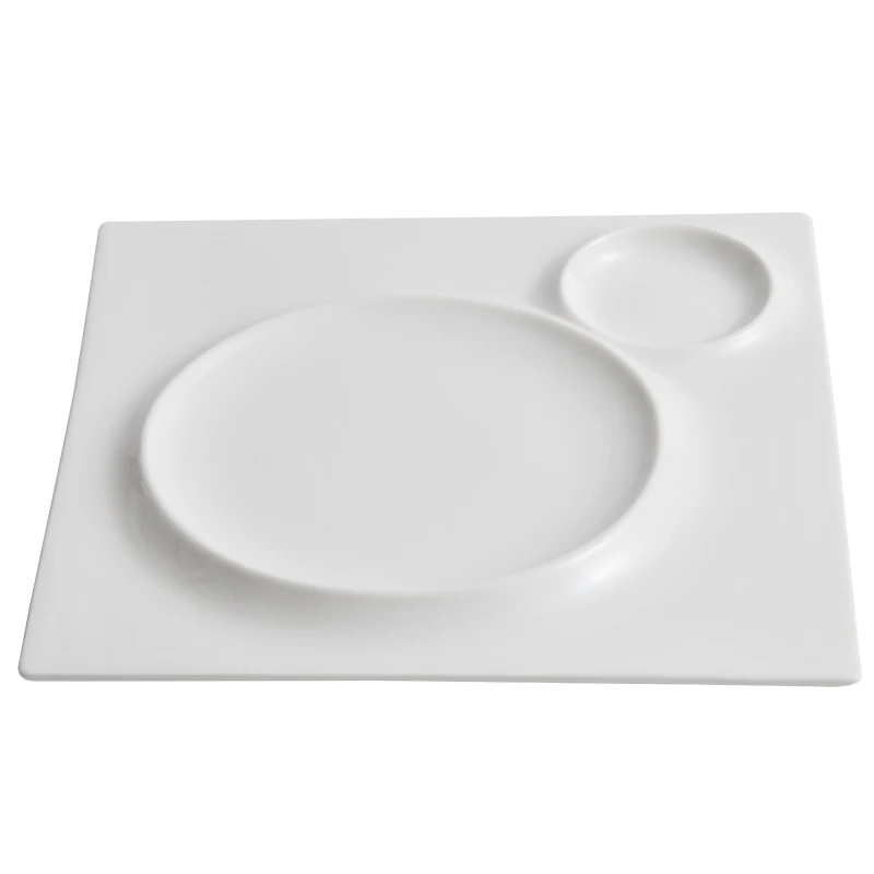 Shrimp plate with vinegar dish water dumpling plate White Chinese ceramic square plate hotel special dish
