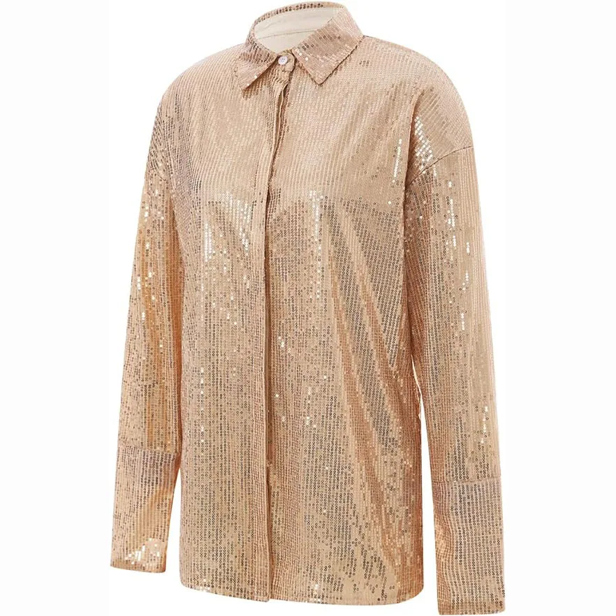 2024 Popular shiny shirts for women elegant blouse accept custom logo high quality women blouse