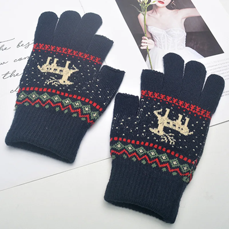 Personalized Two Fingers Exposed Touch Screen Knitted Warmth Glove