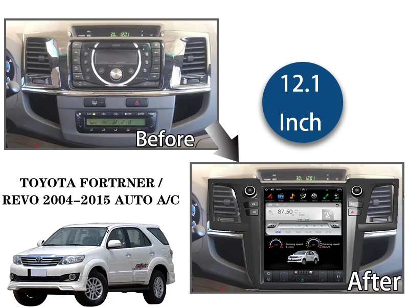  12 1 дюймовый автомобильный DVD-плеер tesla для toyota fortuner 2004-2015 с Android gps и