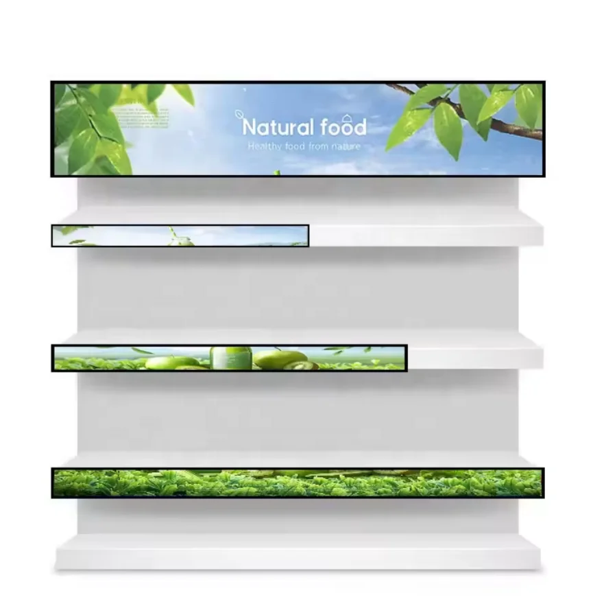 Indoor Video Wall Shelf Edge Stretched Bar Lcd Display Digital Signage and Advertising Player Screen advertising display