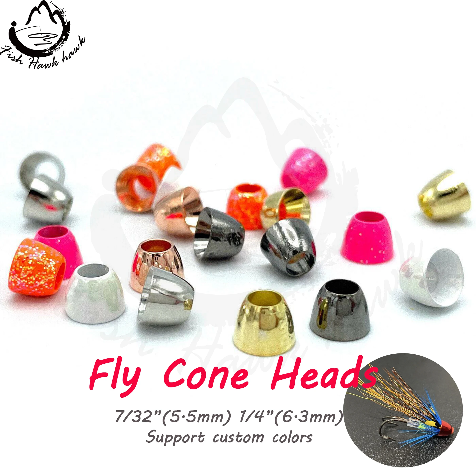 Wholesale 7/32(5.5mm) 1/4(6.3mm) tungsten fly cone heads beads for fly tying material