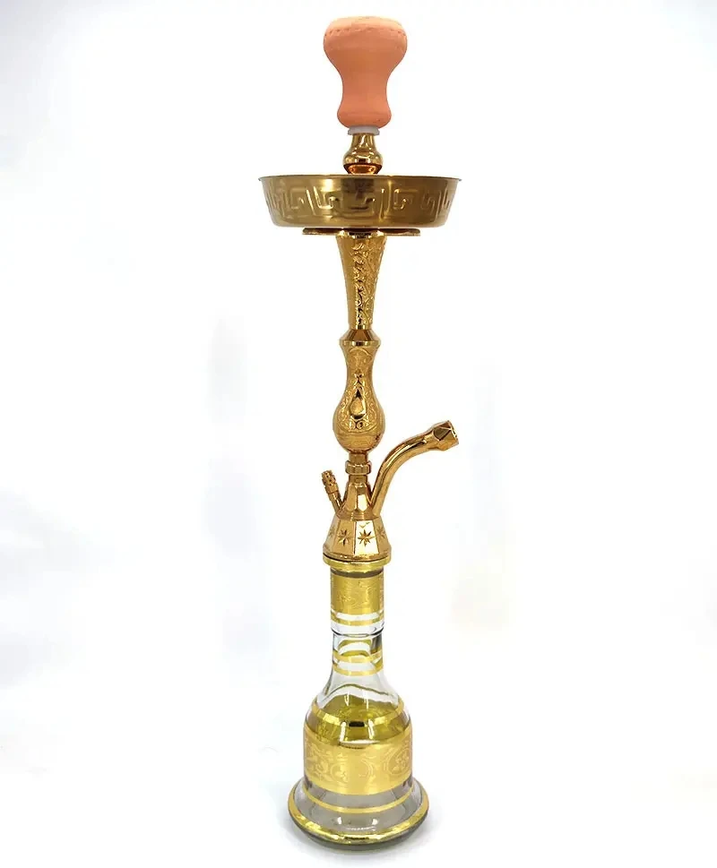 Factory price Egyptian Hookah Single Hose Golden Large Size Zinc Stem Shisha Hookah Pipe Zinc hookah set