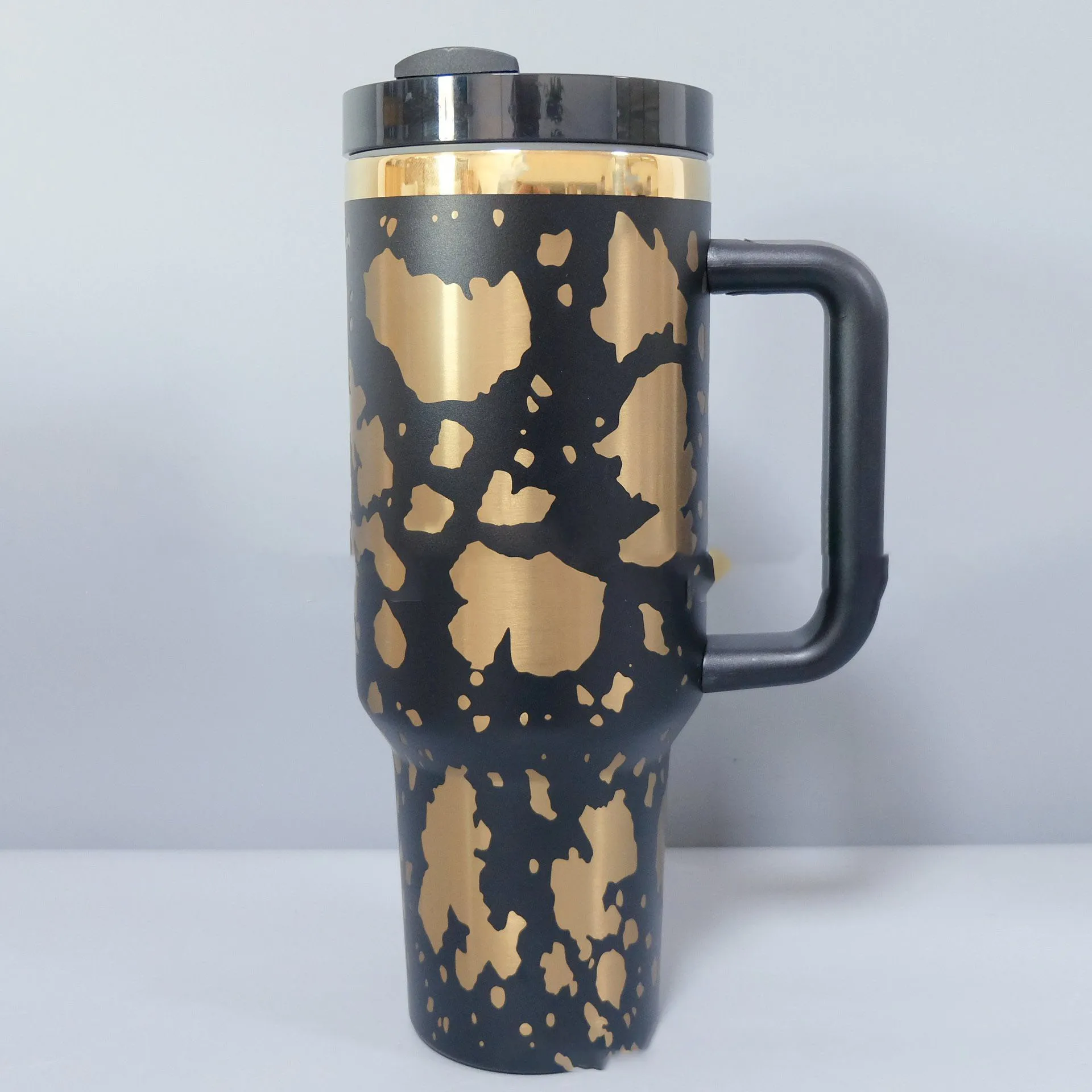 40oz Car cup ion plated laser engraving 40 2nd generation straw with handle steel tumbler large water bottle