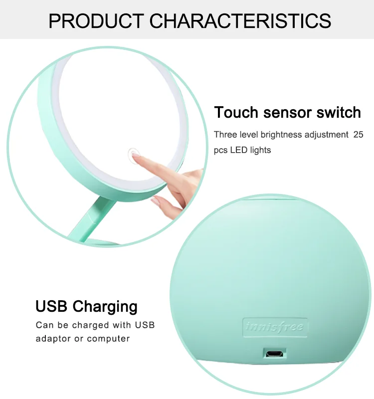 Cosmetic mirror with container manufacturer makeup mirror with lighting