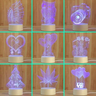 3D USB Charging Night Lamp  Color Changing Room Decoration 3D Led Night Lights