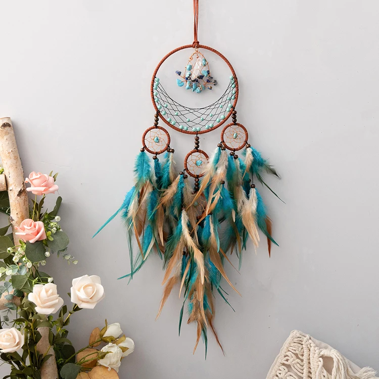 High Quality Factory Sale Round Feathers Dream Catcher Crystal Jewelry Chinese Dream Catcher
