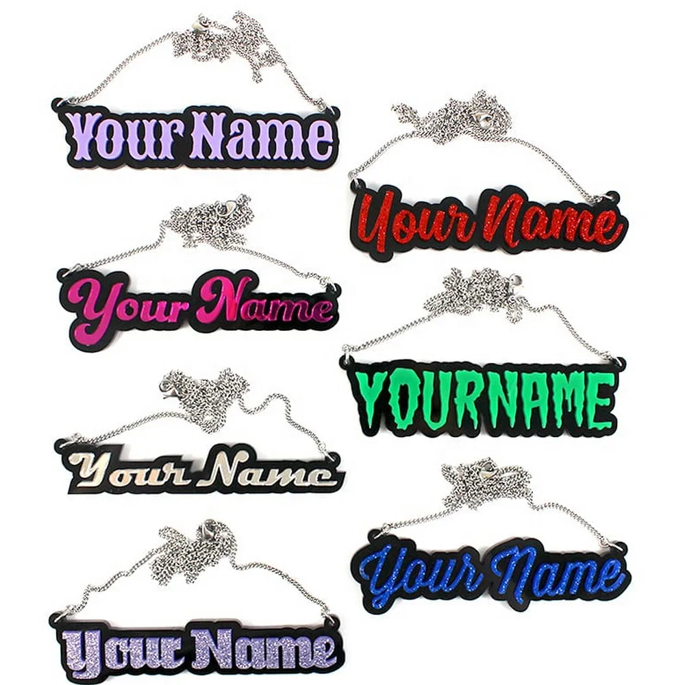 Классическое ожерелье с именем, персонализированное акриловое ожерелье с именем, дистрибьютор, сделанное на заказ акриловое ожерелье с именем