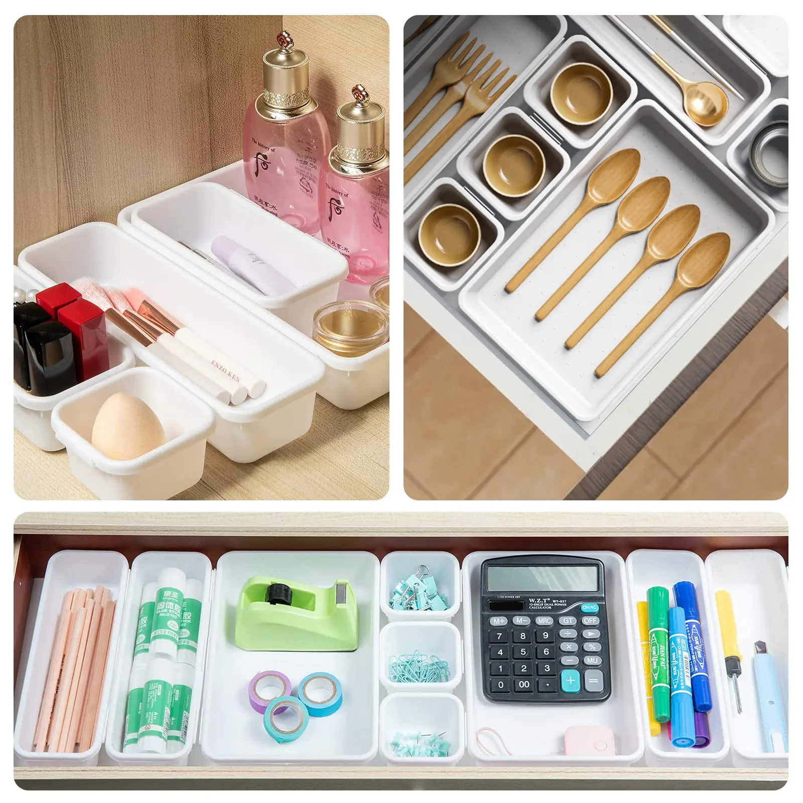 NISEVEN 24pcs/Set Small Parts Plastic Storage Box Rolling Storage Cart Drawer Organizer Art Bin Things & Crafts Storage Box Set