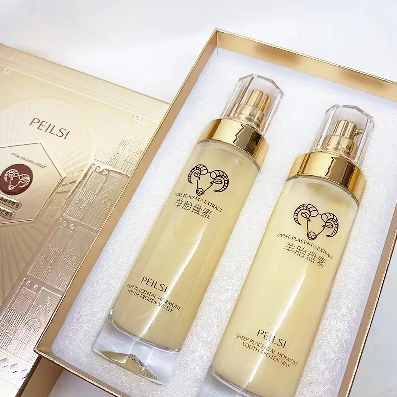 PeilSi 2pcs/set Sheep placenta extract water emulsion 2Set collagen skin care Moisturizing essence cream face kit