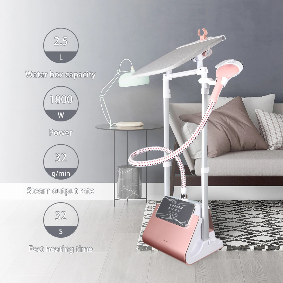 TNAMASUN Steamer for Clothes Standing,1800W Powerful Vertical Garment Steamers With Adjustable Ironing Board