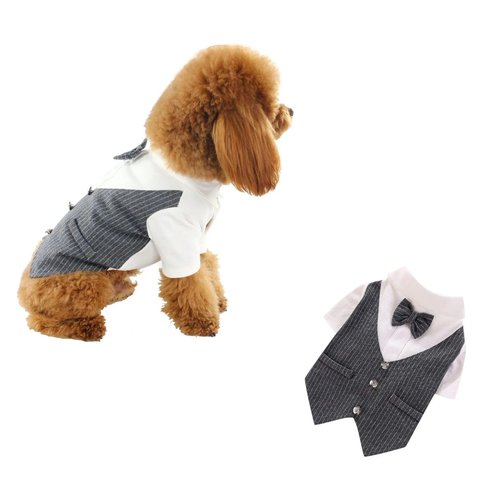 Fashion Gentleman Dog clothing Wedding Dress Formal shirt bow tie tuxedo Pet clothing set suitable for dogs
