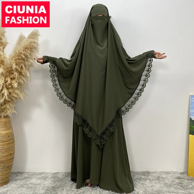 6693 + 2306 # новейший комплект Абайи длинное однослойное платье Khimar и плиссированное стильное на молнии спереди набор хиджабая