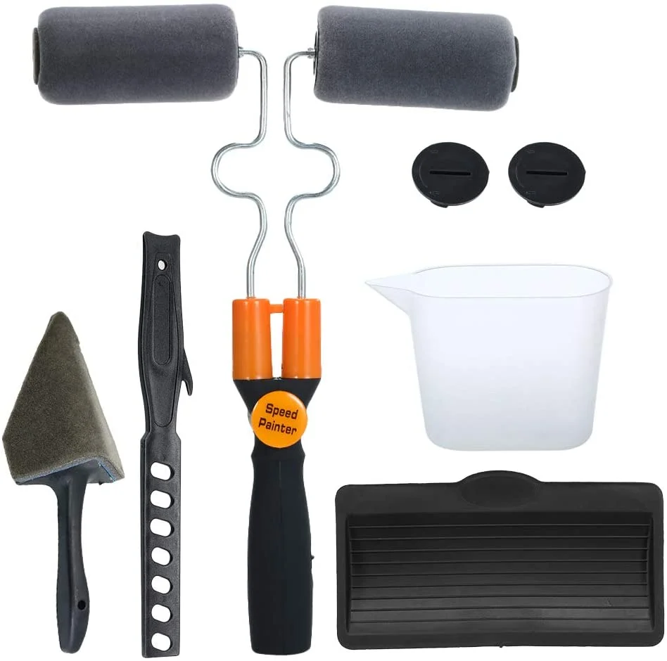 DIY Graining Tool Double Paint Roller Brush Kit Interior Wall Painting Brush Tools Box OEM Quick Release Deep Blue or Customized