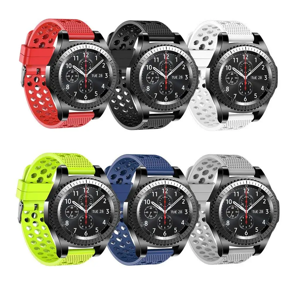 ShanHai For Samsung Galaxy Watch 42mm/46mm,Porous Quick Release Breathable Lightweight Ventilate Sport Silicone Watch Band Strap