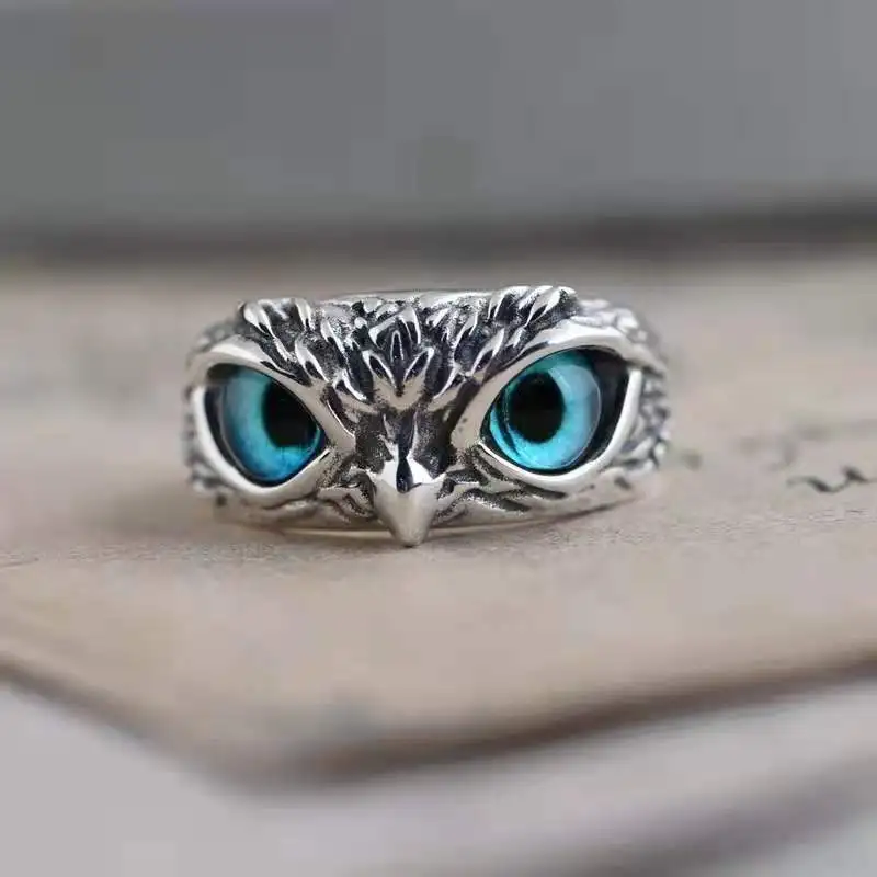 Owl Silver Plated Ring Vintage Ring Personality Design Cold Trender Gift Ring