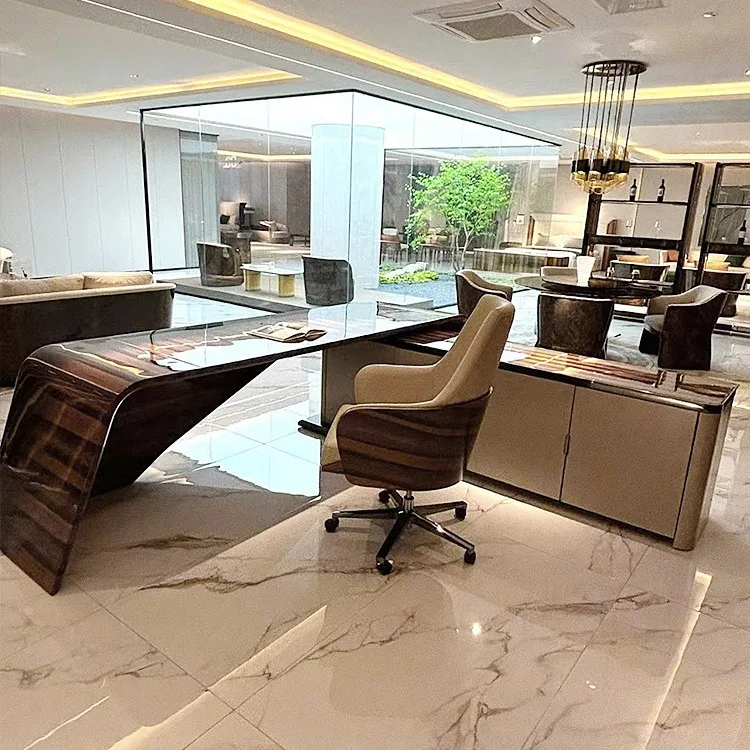 High-end Luxury office furniture manager table escritorio de oficina wooden L shape office desk executive ceo office desk