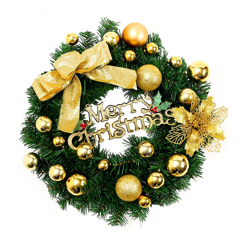 40cm Christmas Wreaths for Home Wall Decor Christmas Wreath Garland with Ribbon and Bells Christmas Garlands & Wreaths