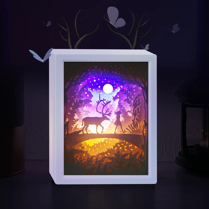 Carving Lamp Anime 3D Paper Cut Night Light Box Product Custom Gift Decorative Paper 2023 New for Home Decor with 2 Colors Light