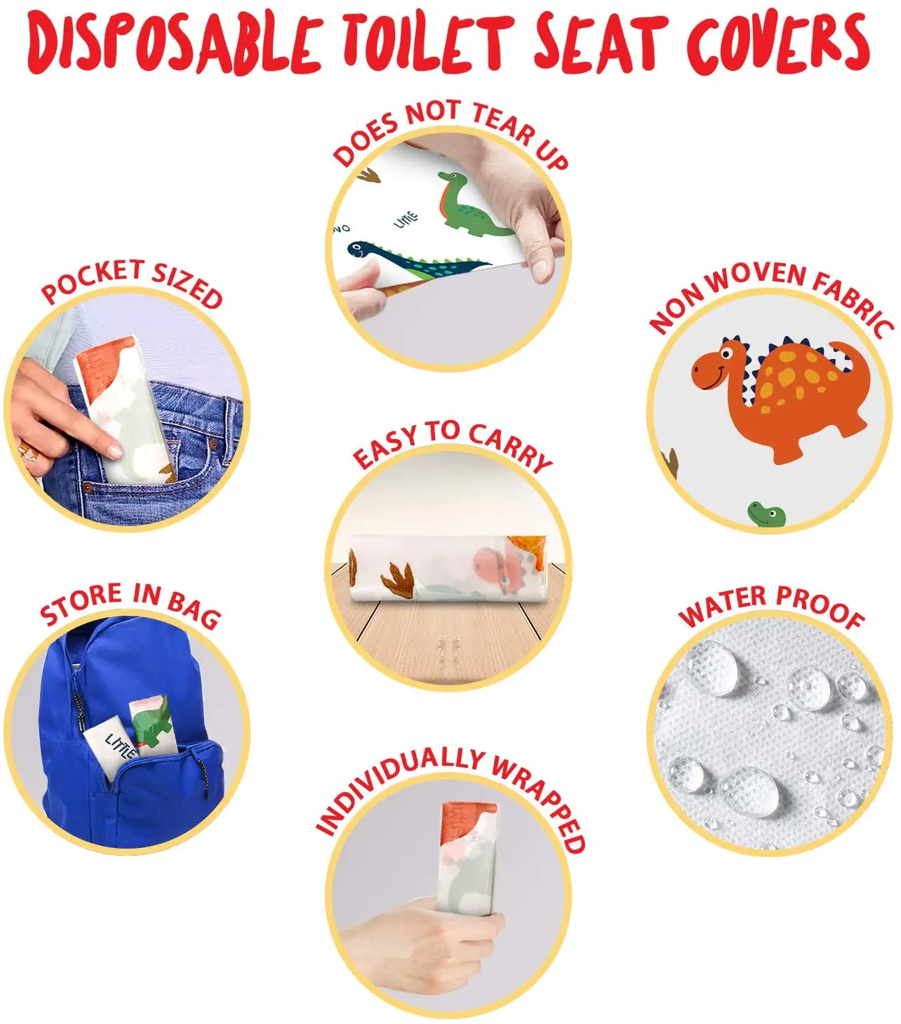 Eco-friendly Disposable Hygienic One Time Use Flushable Waterproof Toilet Seat Covers