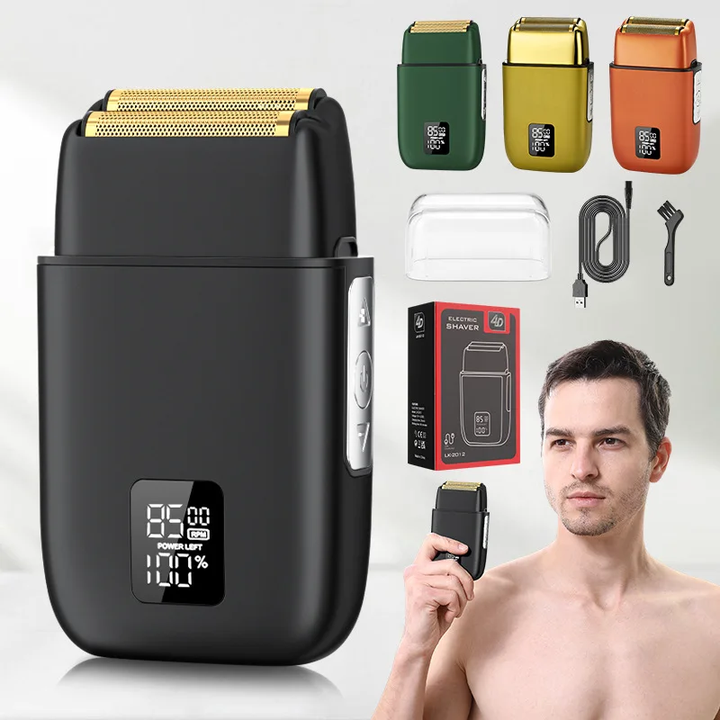 Metal shaver for men Powerful LCD All Metal High Speed Motor Professional Cordless Travel Foil Head Men Electric Shavers razor