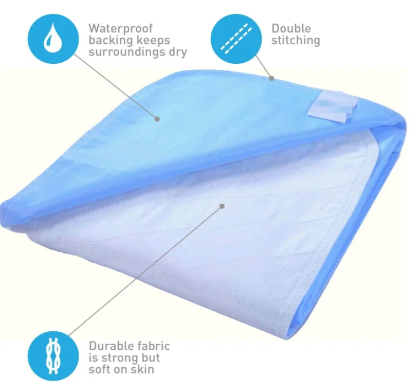 Urinary Bedding Waterproof Incontinence Saddle Style Tucked Wings Pee Pads Quilted Washable Nursing Pad
