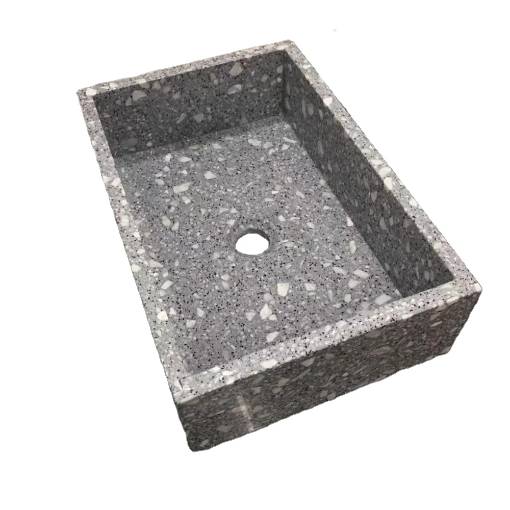 Оптовая продажа под заказ искусственный камень Terrazzo прямоугольная раковина для ванной комнаты