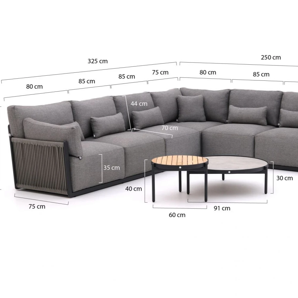 Modern Design L Shape Sectional Furniture Patio Couch Set Outdoor Lounge Sofa made in foshan