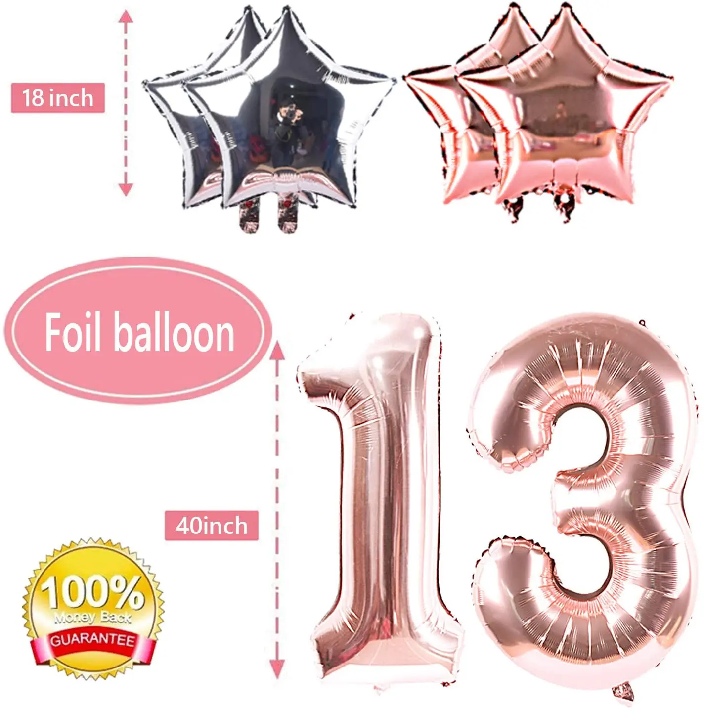 
13th Birthday Party Supplies Cake Topper Confetti Balloons Silver Curtain Backdrop Props Rose Gold Happy Birthday Banner 