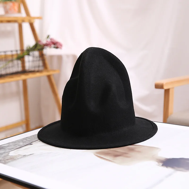 Europe And America Solid Color Winter Woolen Cloth Keep Warm Cheap Fedora Hats Wholesale
