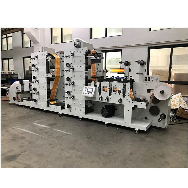 2 3 4 5 6 7 8 Color flexo adhesive label printing machine roll to roll with die cut