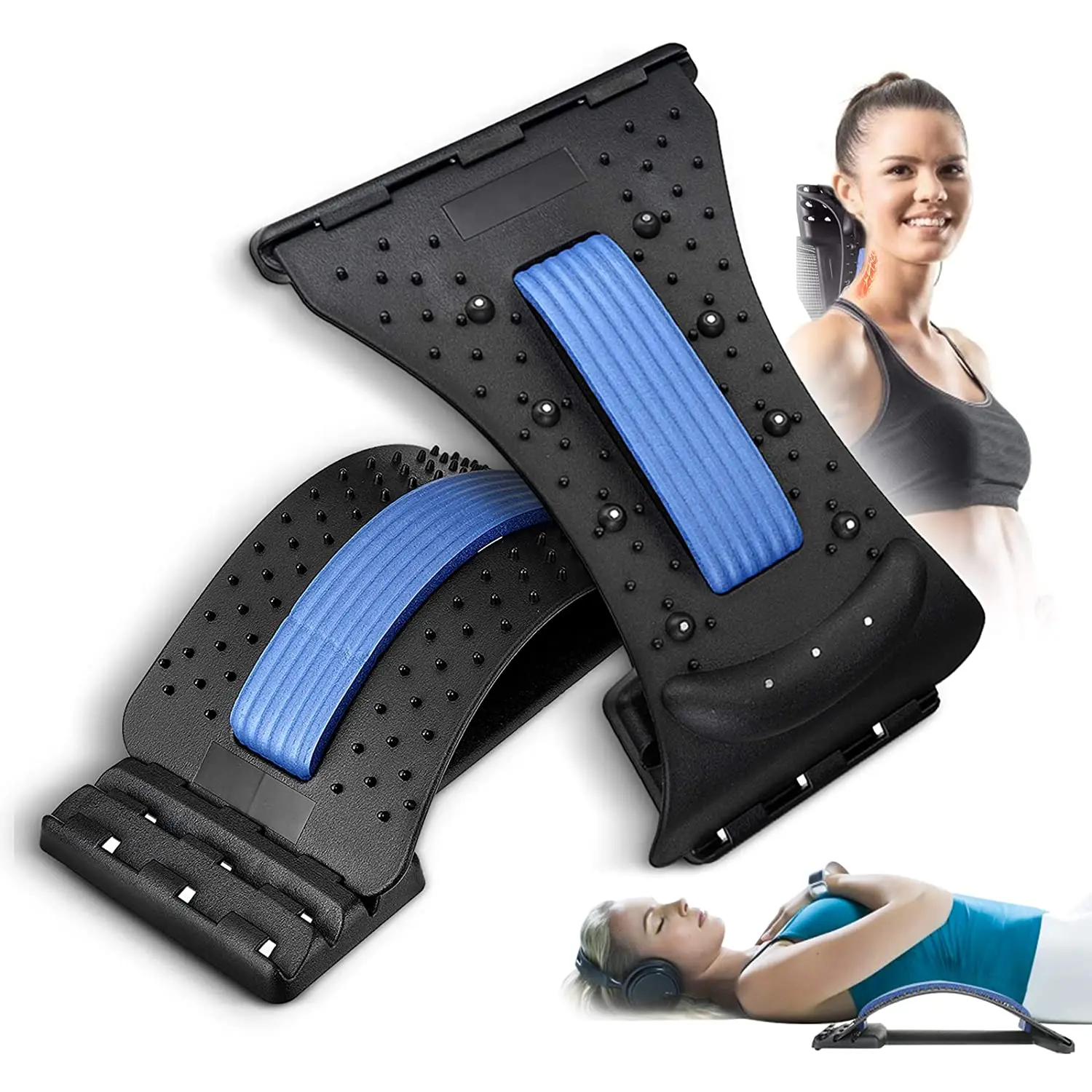 2 in 1 Back stretcher for pain relief with neck stretcher for cervical pain relief