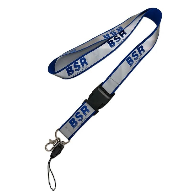 1 inch custom logo airline reflective lanyard with cell phone loop