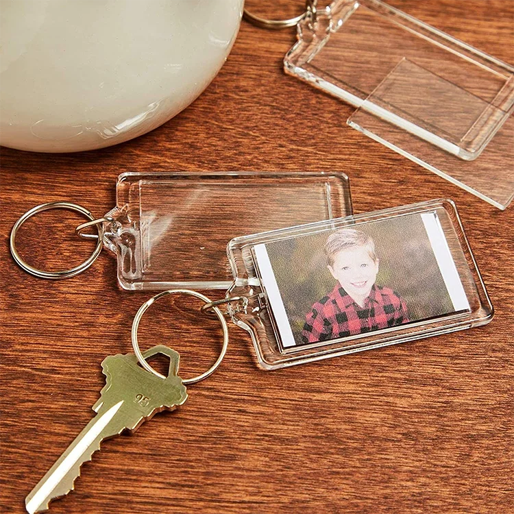 Blank Acrylic Keychain Picture Insert Plastic Photo Frame Key Chain